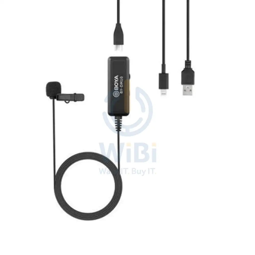 Boya BY-DM10UC Digital Omnidirectional Lavalier Microphone - 6M / 3.5mm Jack / USB / Type-C - Black Accessories > Audio