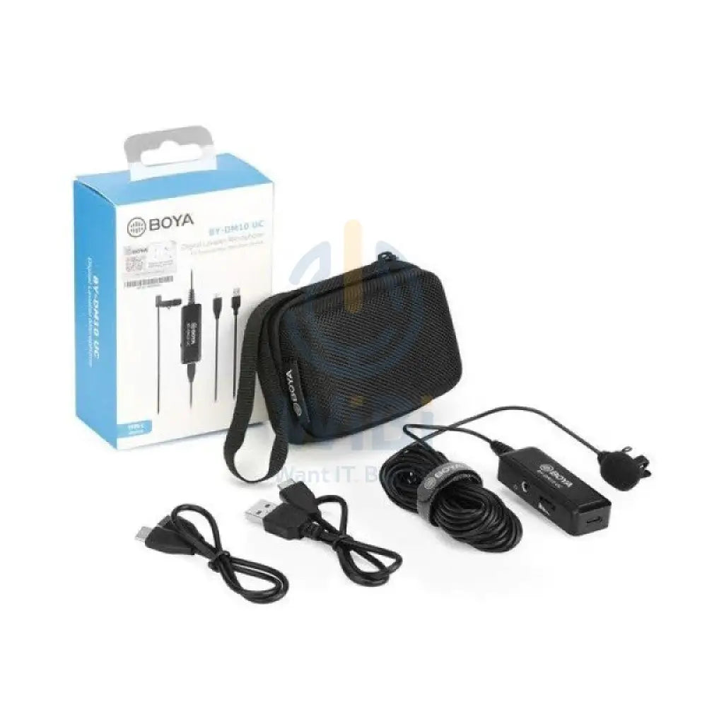 Boya BY-DM10UC Digital Omnidirectional Lavalier Microphone - 6M / 3.5mm Jack / USB / Type-C - Black Accessories > Audio