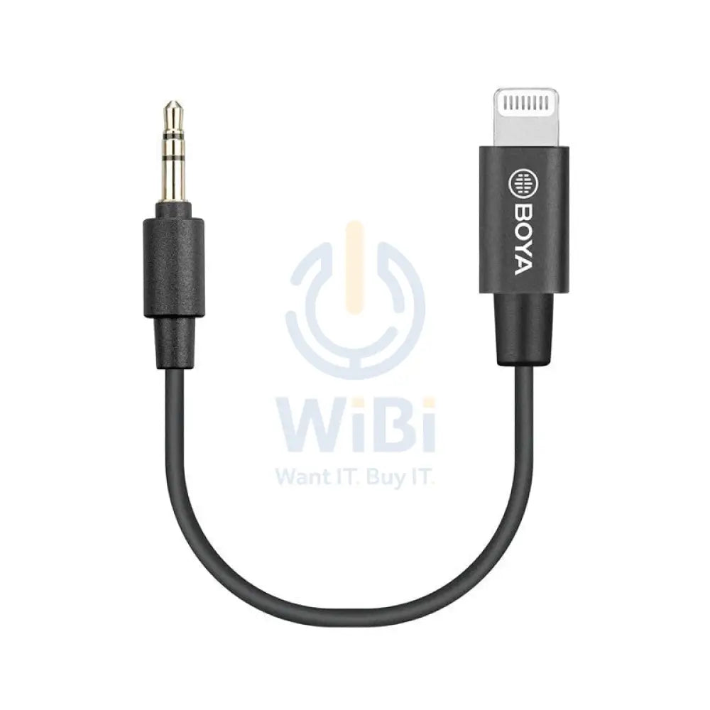 BOYA BY-K1 3.5mm TRS Male Adapter Cable - 3.5mm / Lightning - Black Accessories > Cables & Converters > Cables