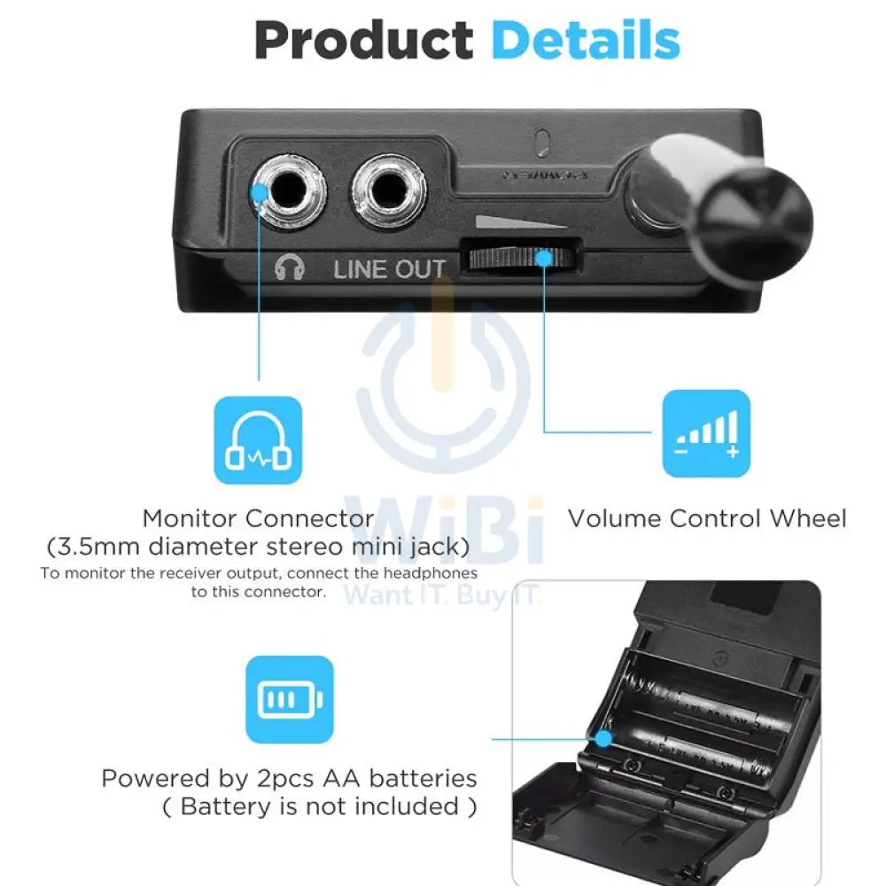 Boya BY-WFM12 VHF Wireless Microphone System - 12 Channel / Wireless - Black Accessories > Audio > Microphone
