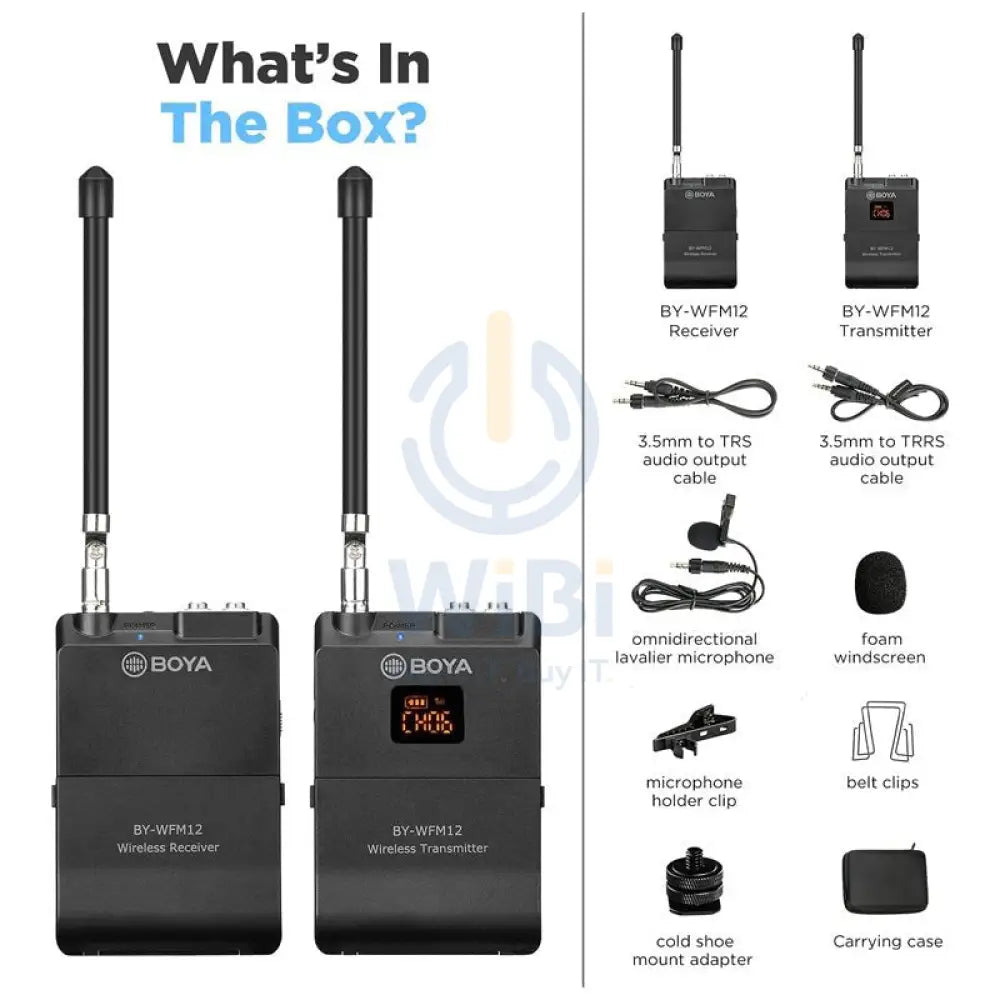 Boya BY-WFM12 VHF Wireless Microphone System - 12 Channel / Wireless - Black Accessories > Audio > Microphone