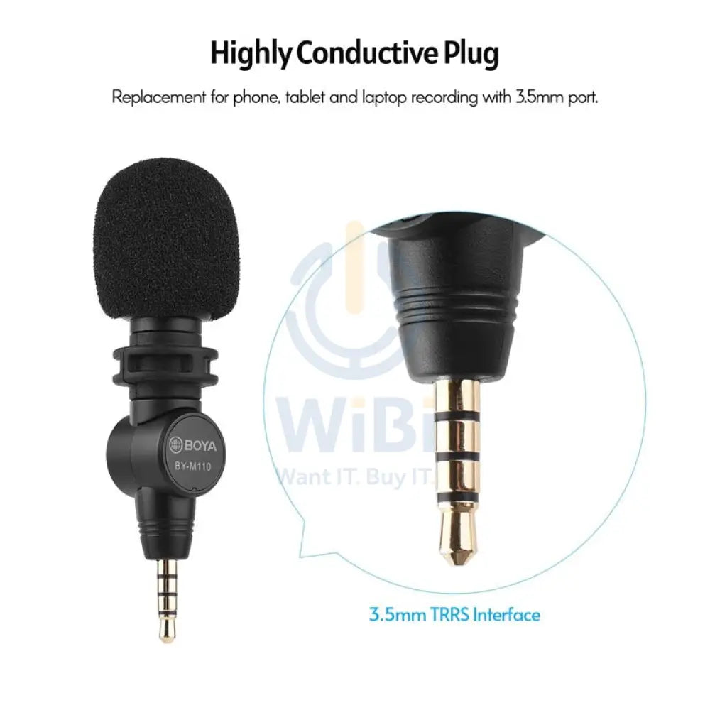 BOYA Miniature Condenser Smartphone mic (3.5mm Jack) Black Accessories > Audio > Microphone