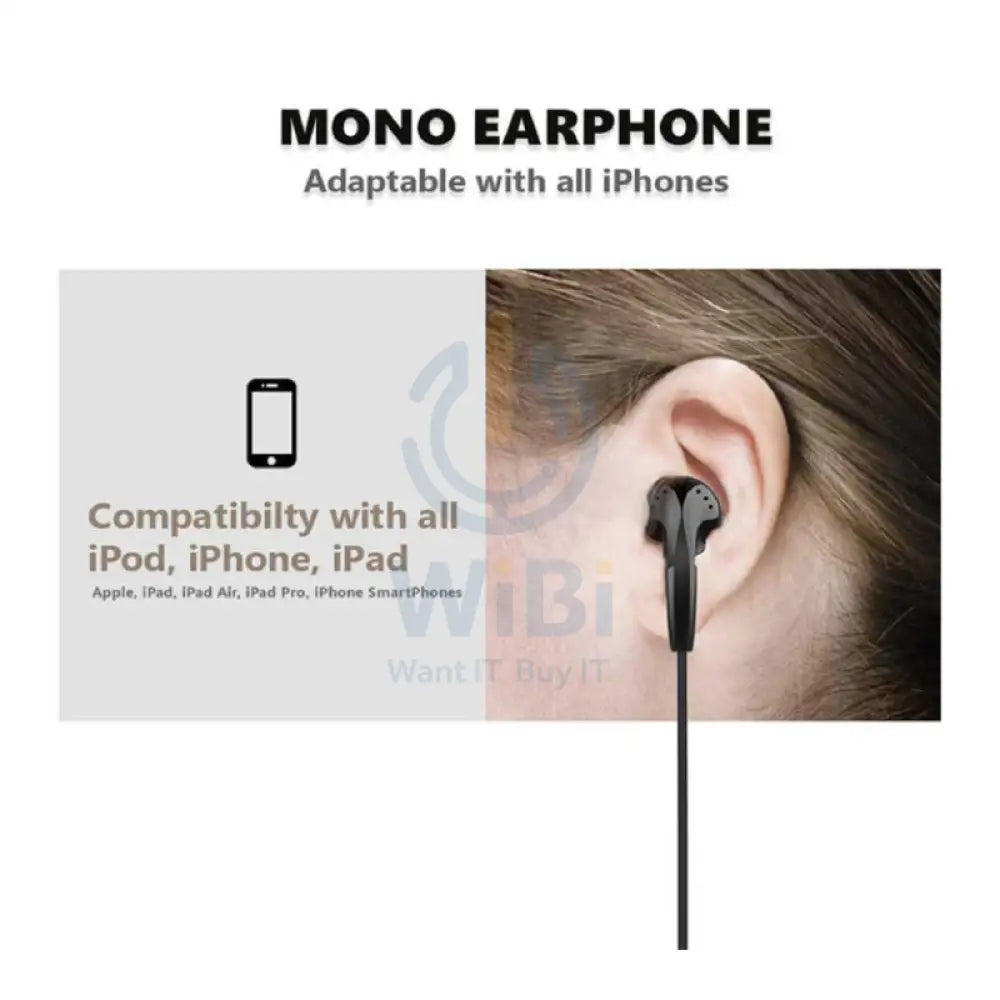 BRAVE Mono Wired Earphone - 1.2 Meter / Lightning / Black Accessories > Audio > Headphones