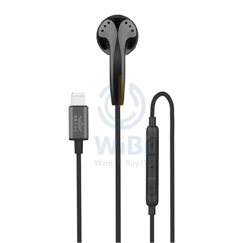 BRAVE Mono Wired Earphone - 1.2 Meter / Lightning / Black Accessories > Audio > Headphones