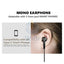 BRAVE Mono Wired Earphone - 1.2 Meter / USB-C / Black Accessories > Audio > Headphones