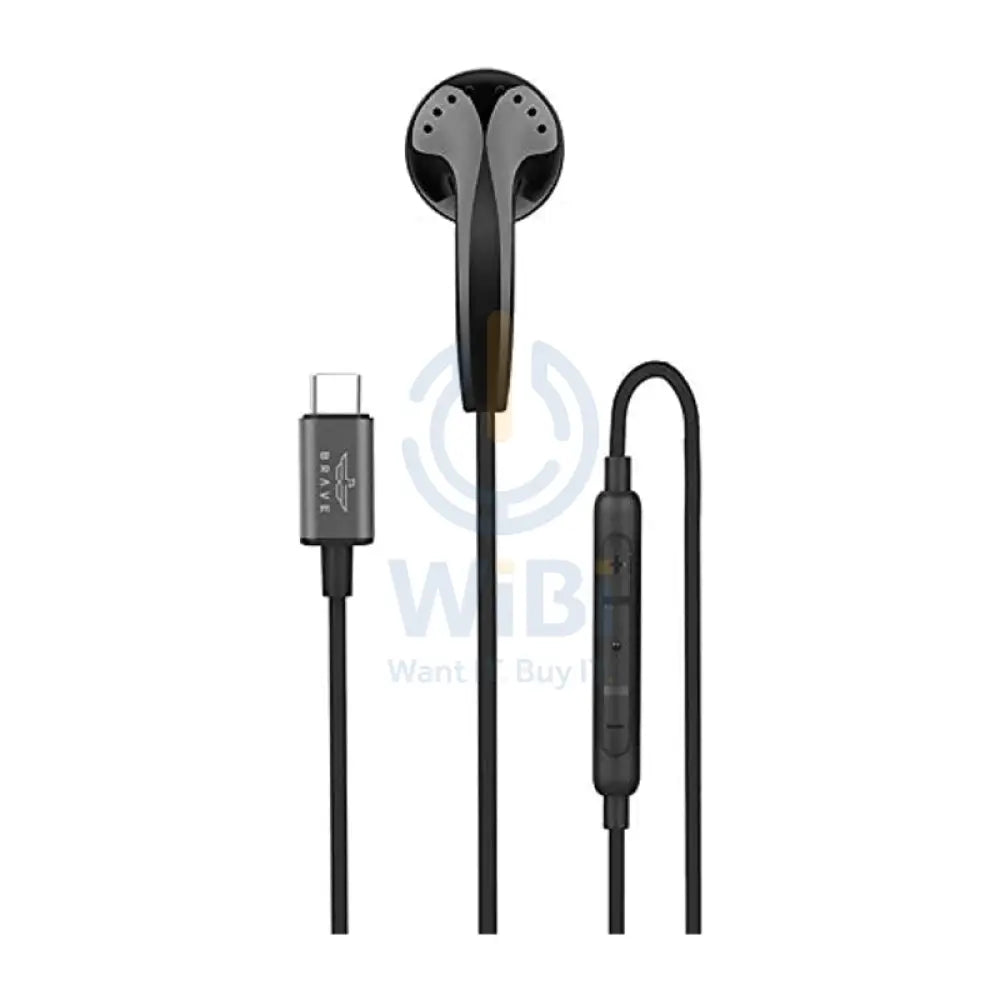 BRAVE Mono Wired Earphone - 1.2 Meter / USB-C / Black Accessories > Audio > Headphones