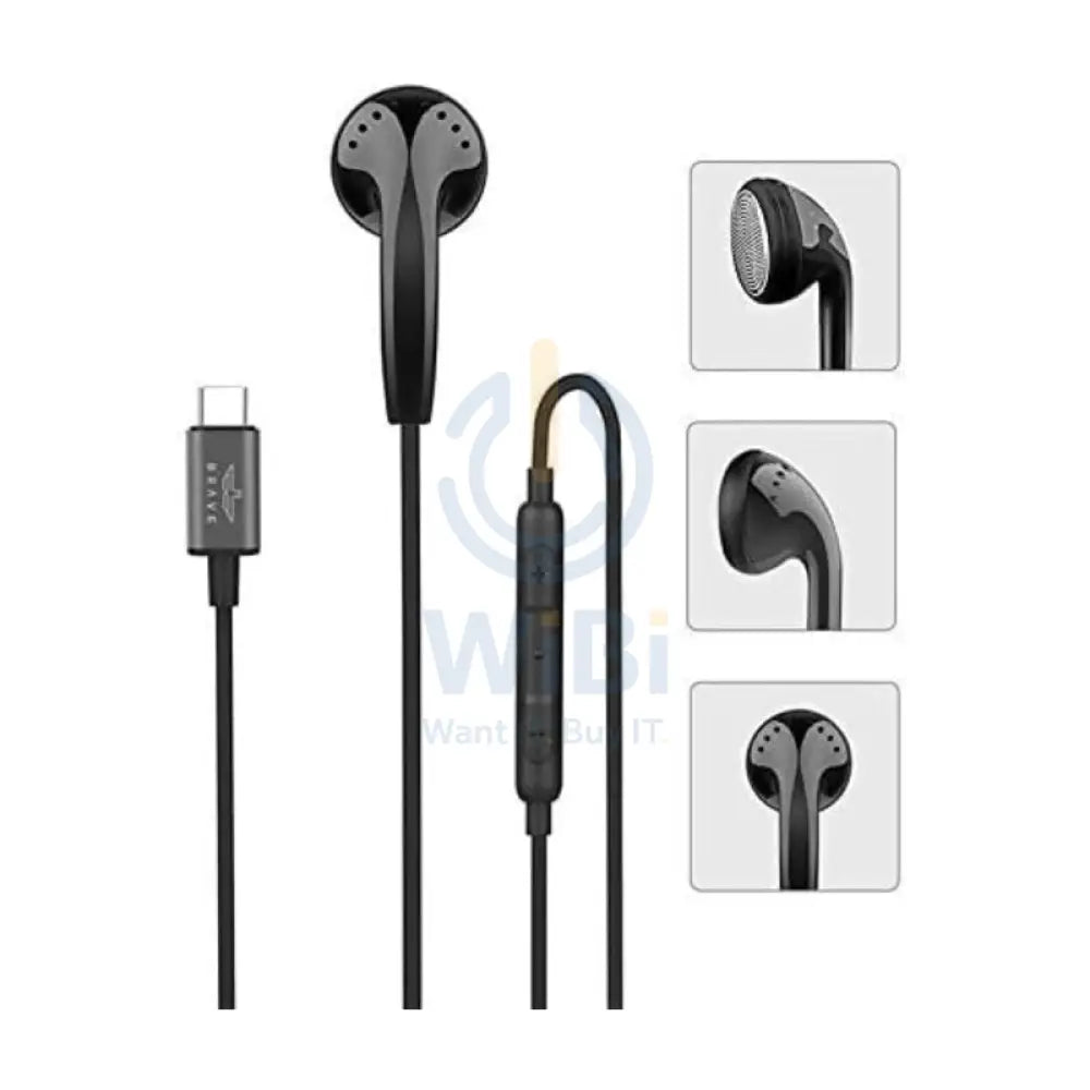 BRAVE Mono Wired Earphone - 1.2 Meter / USB-C / Black Accessories > Audio > Headphones