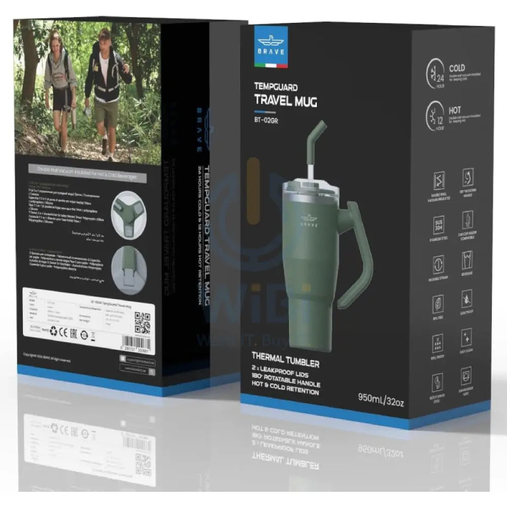 BRAVE Temp Guard Vacuum Insulated Travel Mug - 1200ml / Green Accessories > Outdoor & Travel