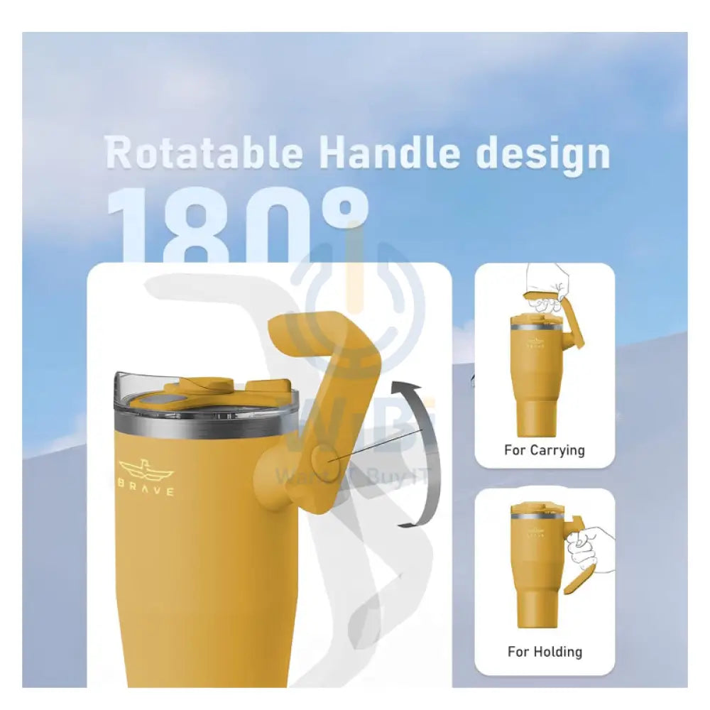 BRAVE Temp Guard Vacuum Insulated Travel Mug - 1200ml / Yellow Accessories > Outdoor & Travel