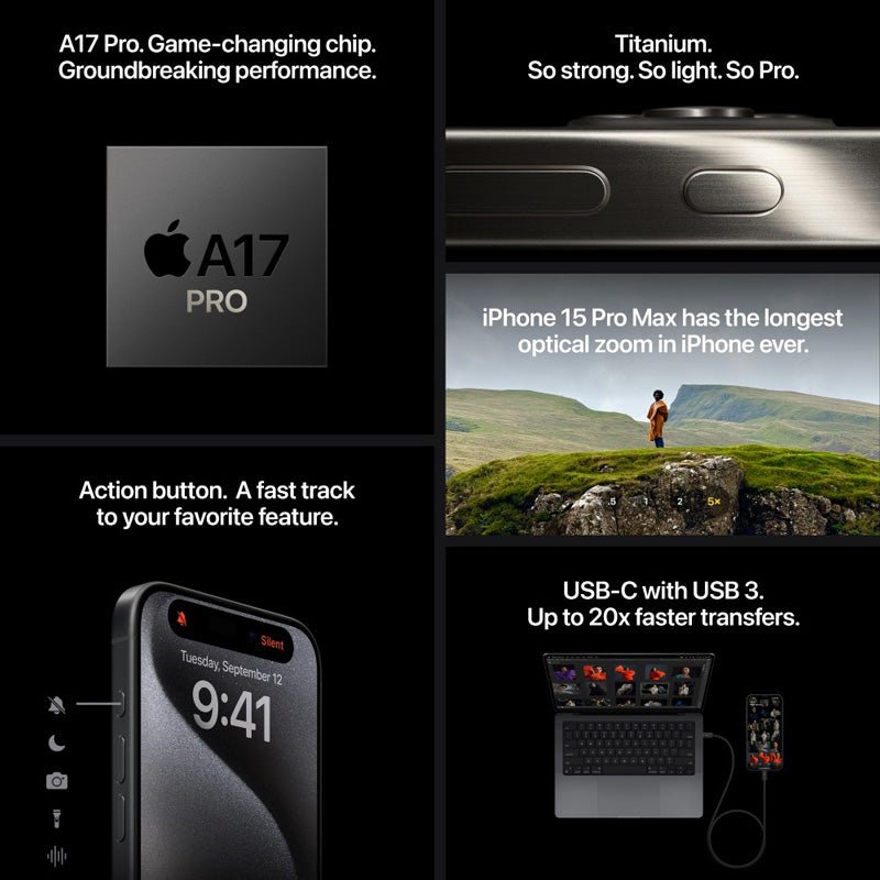 Apple iPhone 15 Pro Max - 512GB / Black Titanium / 5G / 6.7’’ / Middle East Version Mobiles & Tablets > Mobiles