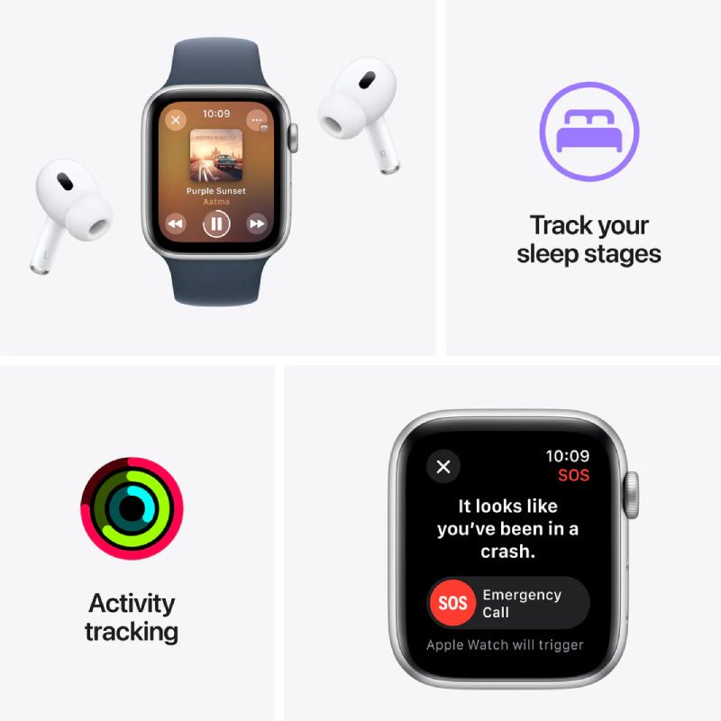 Apple Watch SE (2nd Gen) with Sport Band - LTPO OLED / 44mm / Small/Medium / Bluetooth / Wi-Fi / Midnight Smart Watches