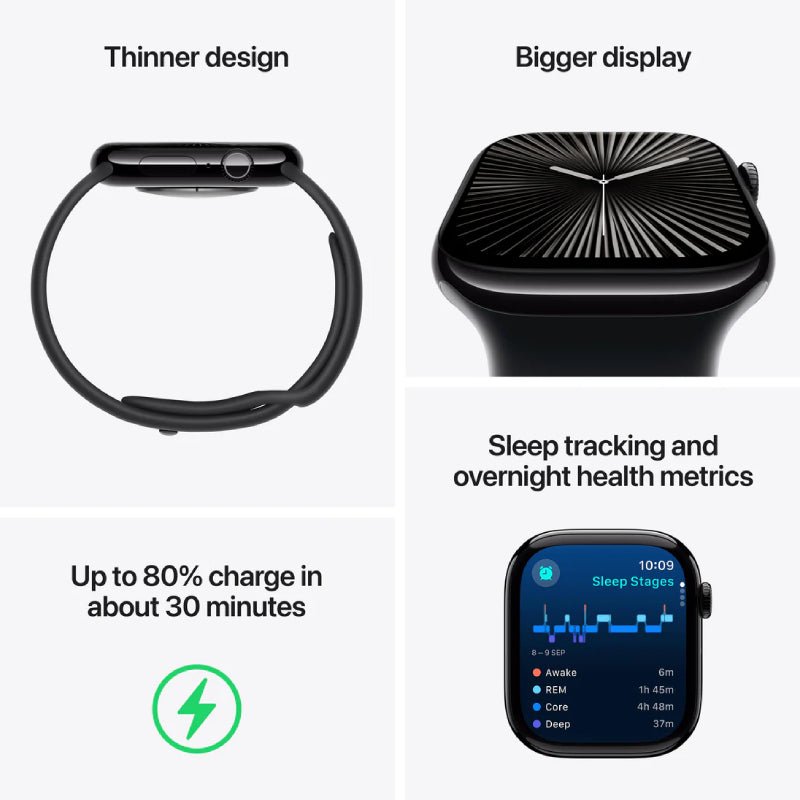 Apple Watch Series 10 with Sport Band - LTPO OLED / 64GB / 42mm / Medium/Large / Bluetooth / Wi-Fi / Denim Smart Watches