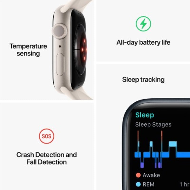 Apple Watch Series 8 - OLED / 32GB / 41mm / Bluetooth / Wi-Fi / Midnight Smart Watches