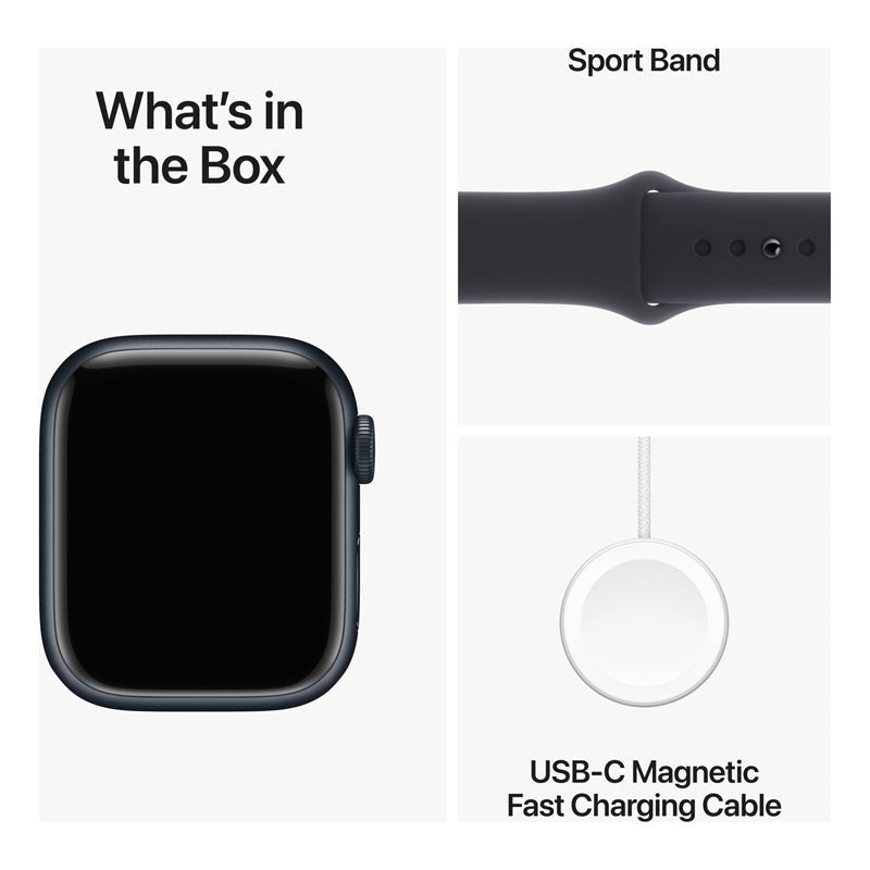 Apple Watch Series 9 with Sport Band - LTPO OLED / 64GB / 41mm / Medium/Large / Bluetooth / Wi-Fi / Midnight Smart