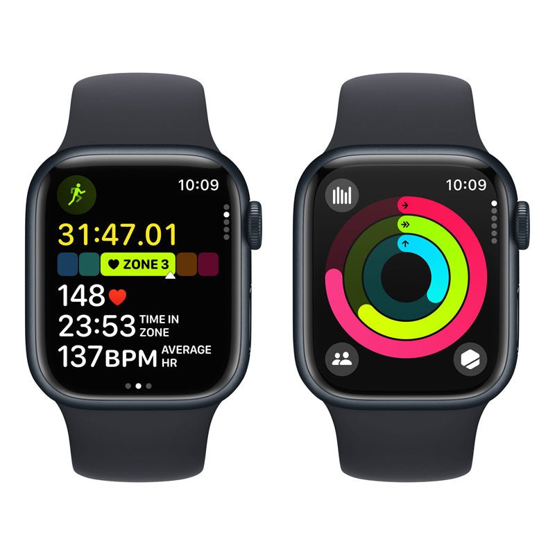 Apple Watch Series 9 with Sport Band - LTPO OLED / 64GB / 41mm / Medium/Large / Bluetooth / Wi-Fi / Midnight Smart