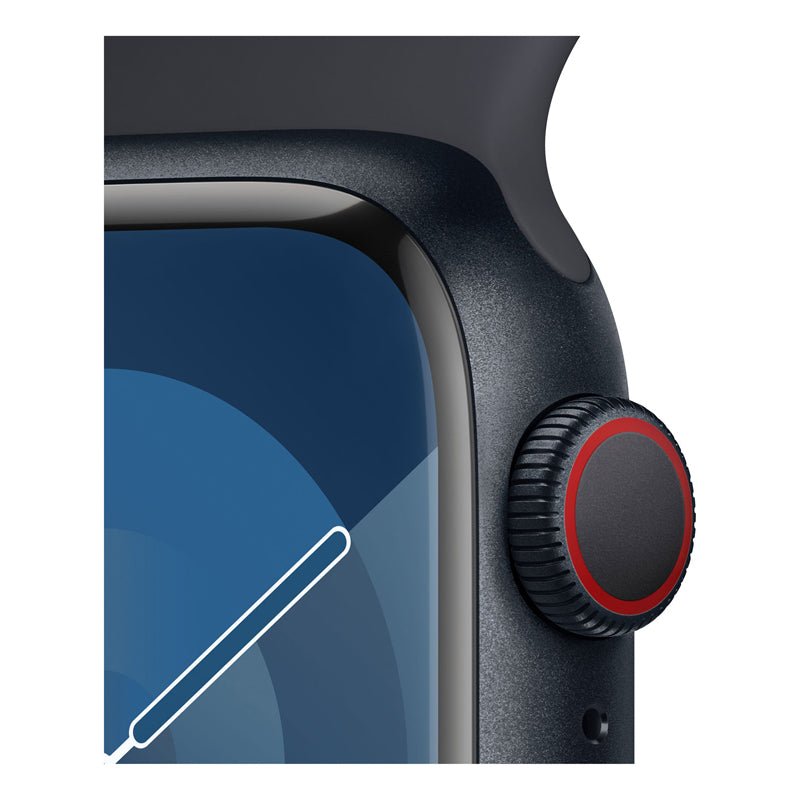 Apple Watch Series 9 with Sport Band - LTPO OLED / 64GB / 41mm / Small/Medium / Bluetooth / Wi-Fi / Cellular / Midnight