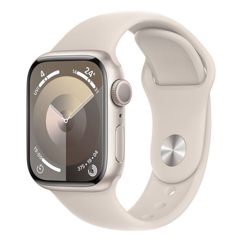 Apple Watch Series 9 with Sport Band - LTPO OLED / 64GB / 45mm / Medium/Large / Bluetooth / Wi-Fi / Starlight Smart