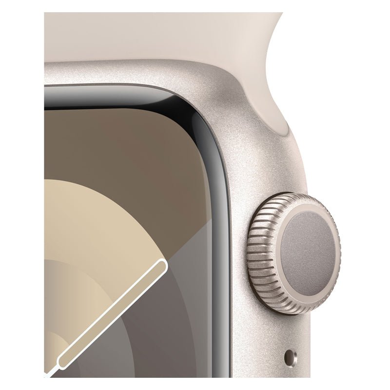 Apple Watch Series 9 with Sport Band - LTPO OLED / 64GB / 45mm / Medium/Large / Bluetooth / Wi-Fi / Starlight Smart