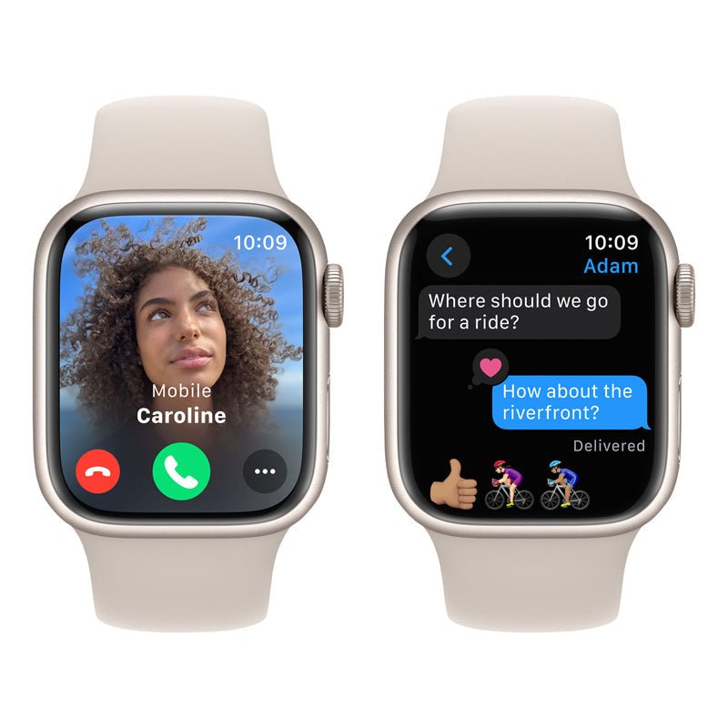 Apple Watch Series 9 with Sport Band - LTPO OLED / 64GB / 45mm / Medium/Large / Bluetooth / Wi-Fi / Starlight Smart