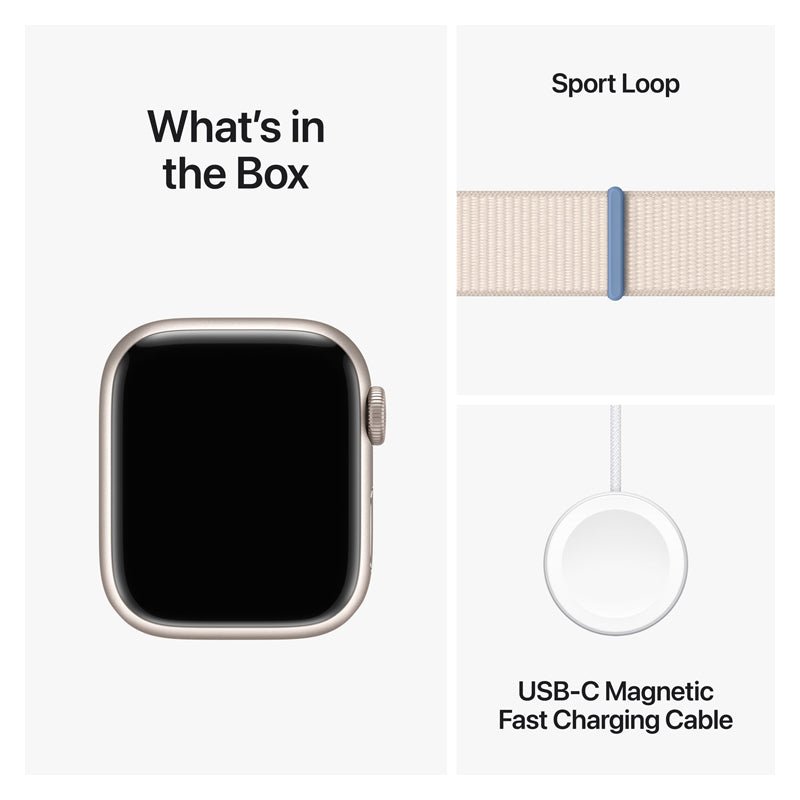 Apple Watch Series 9 with Sport Loop - LTPO OLED / 64GB / 41mm / Bluetooth / Wi-Fi / Starlight Smart Watches