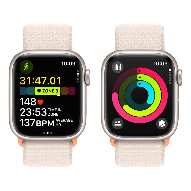 Apple Watch Series 9 with Sport Loop - LTPO OLED / 64GB / 41mm / Bluetooth / Wi-Fi / Starlight Smart Watches