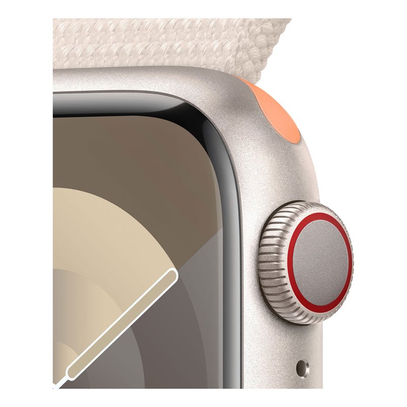 Apple Watch Series 9 with Sport Loop - LTPO OLED / 64GB / 45mm / Bluetooth / Wi-Fi / Cellular / Starlight Smart Watches