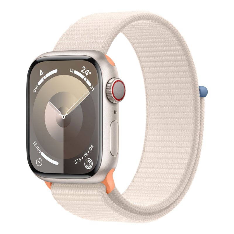 Apple Watch Series 9 with Sport Loop - LTPO OLED / 64GB / 45mm / Bluetooth / Wi-Fi / Cellular / Starlight Smart Watches