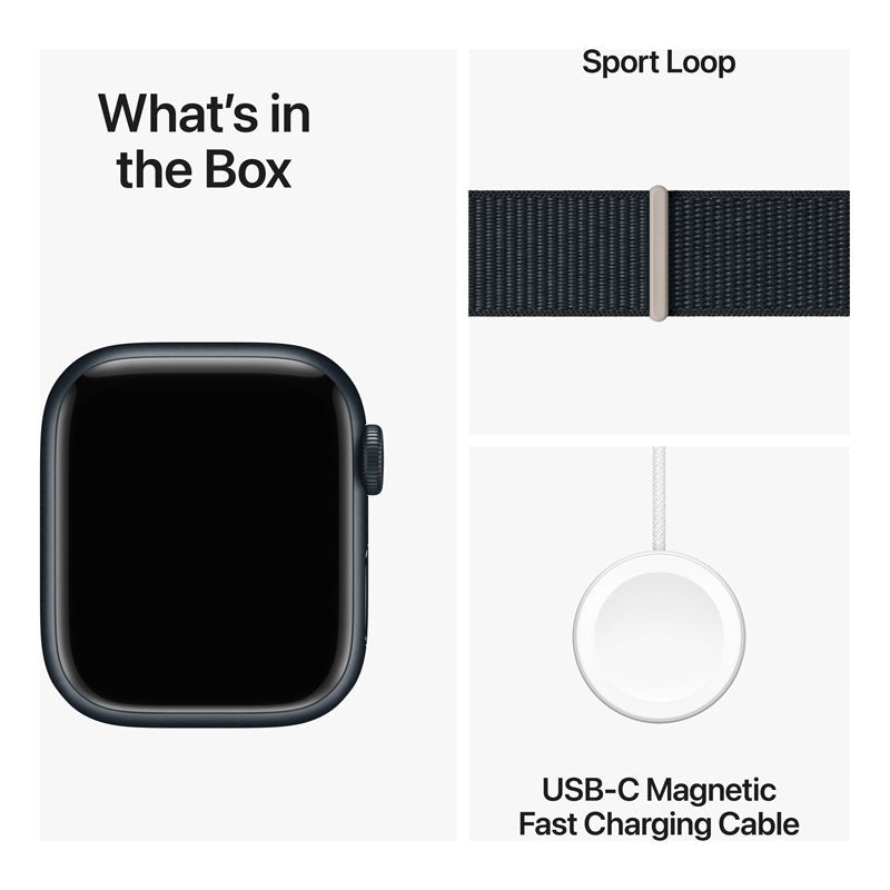 Apple Watch Series 9 with Sport Loop - LTPO OLED / 64GB / 45mm / Bluetooth / Wi-Fi / Midnight Smart Watches