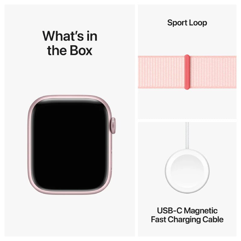 Apple Watch Series 9 with Sport Loop - LTPO OLED / 64GB / 45mm / Small/Medium / Bluetooth / Wi-Fi / Cellular / Light