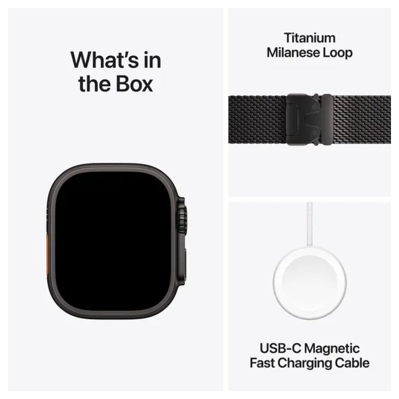Apple Watch Ultra 2 (2024) - LTPO OLED / 64GB / 49mm / Bluetooth / Wi-Fi / Cellular / Titanium Black Milanese Loop
