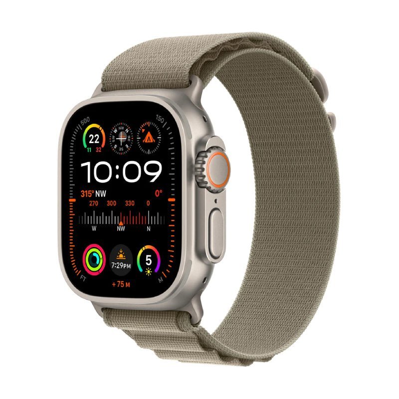 Apple Watch Ultra 2 - LTPO OLED / 64GB / 49mm / Bluetooth / Wi-Fi / Cellular / Small / Titanium Olive Alpine Loop Smart
