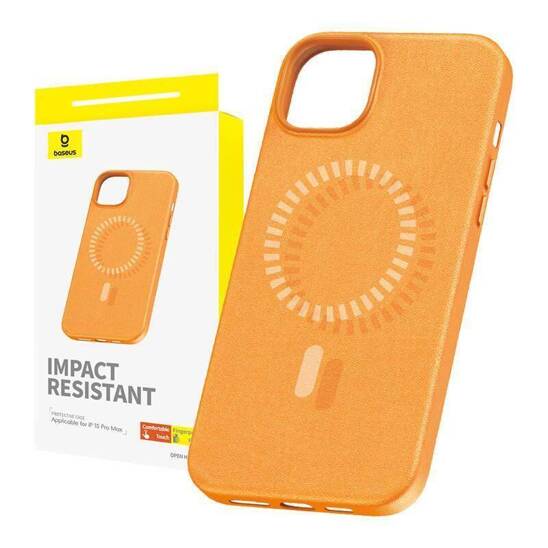 Baseus Fauxther Series Magnetic Case - Apple iPhone 15 Pro Max / Sunset Orange Accessories > Mobiles & Tablets >