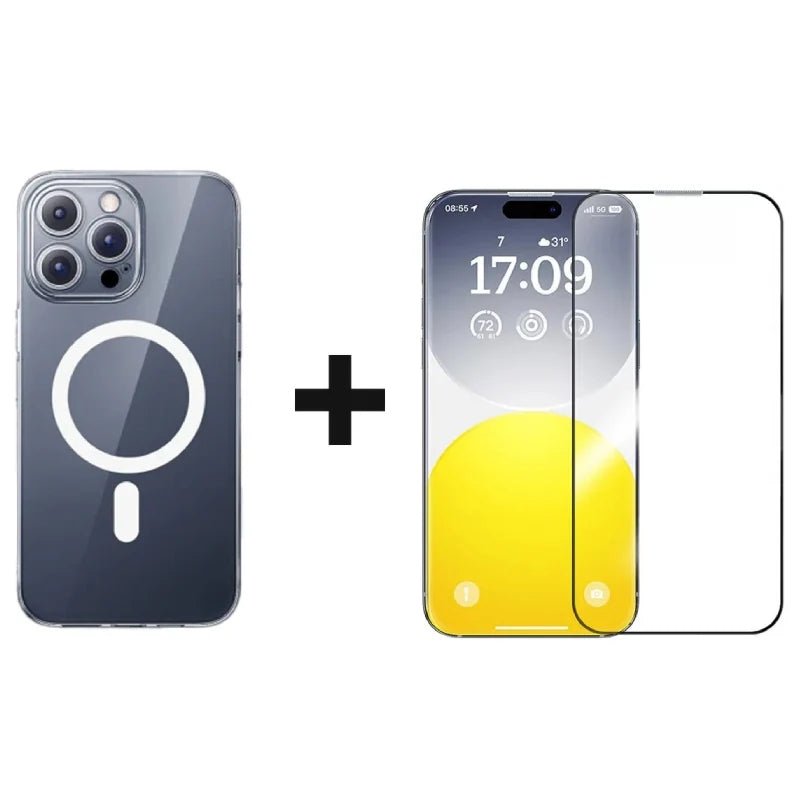 Baseus Lucent Series Magnetic Case - Apple iPhone 16 Pro / Clear + Baseus Sapphire Series Glass Screen Protector
