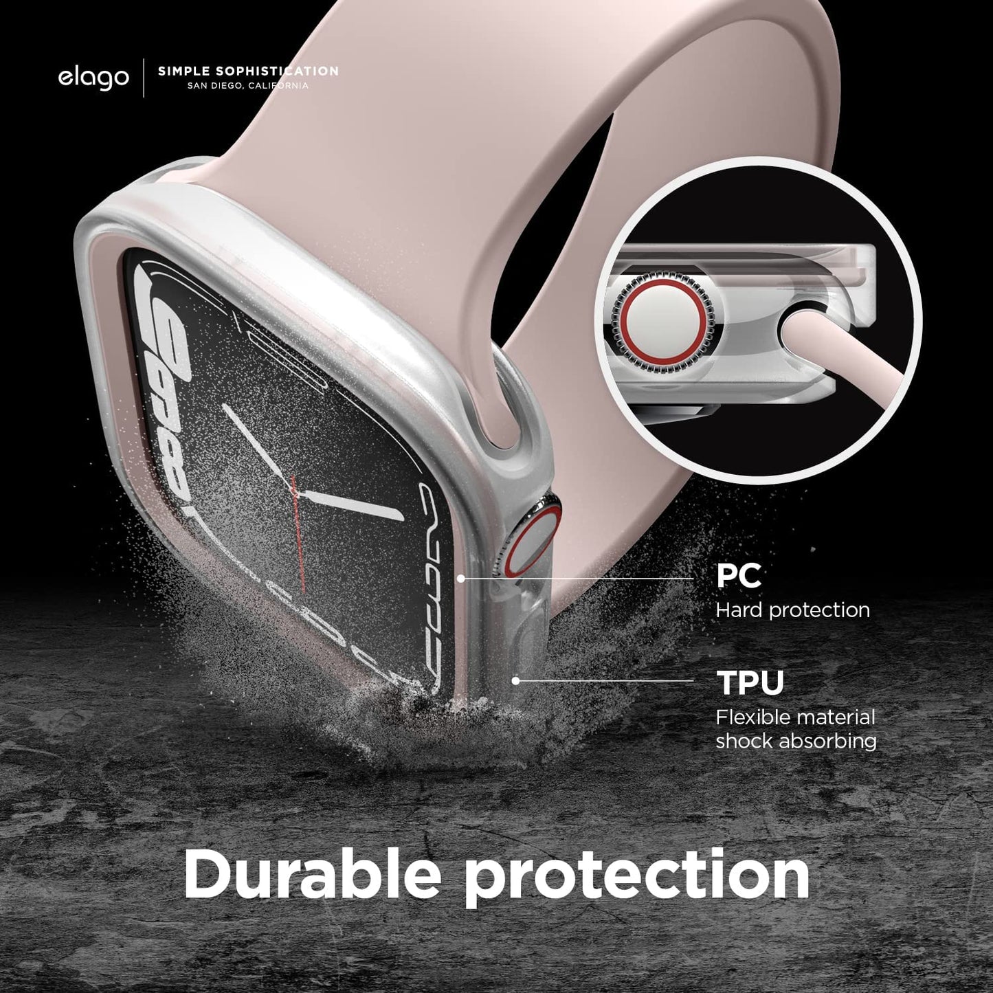 Elago Apple Watch 40 (4/5/6/SE/SE2) 41mm (7/8) Duo Case - Translucent / Lovely Pink Smart Watches