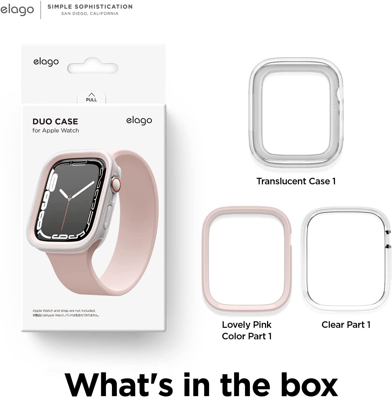 Elago Apple Watch 40 (4/5/6/SE/SE2) 41mm (7/8) Duo Case - Translucent / Lovely Pink Smart Watches