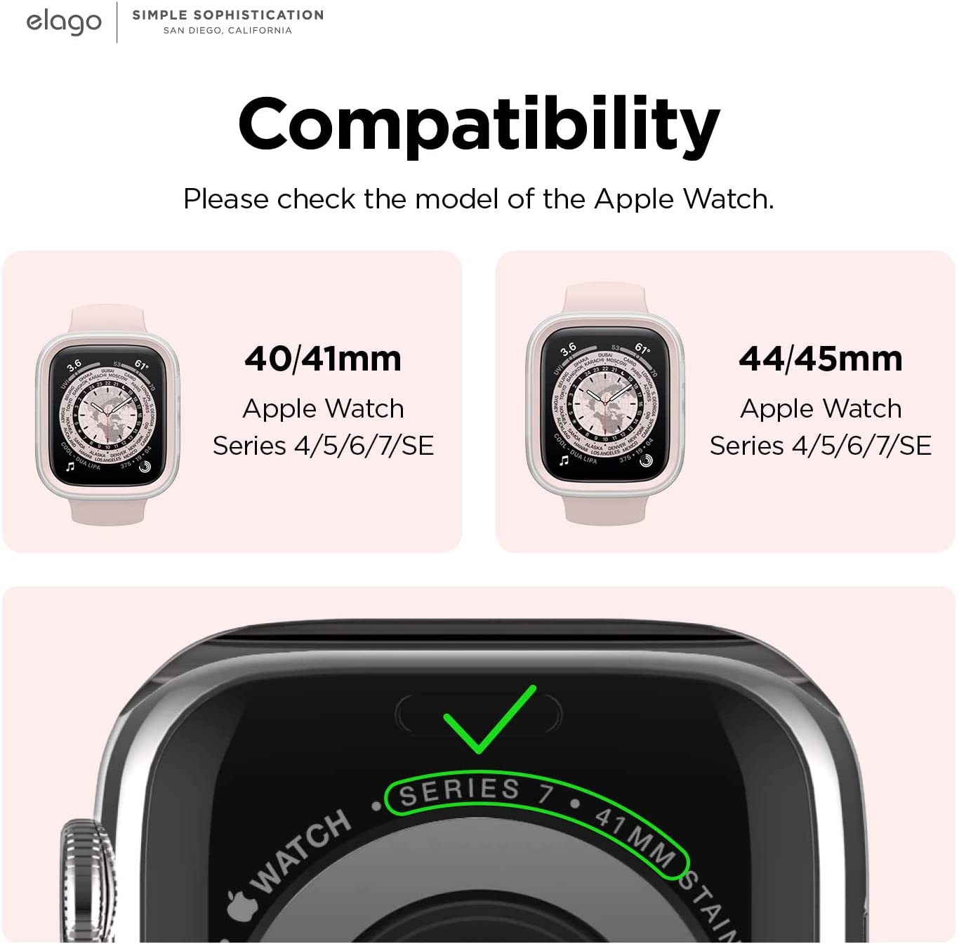 Elago Apple Watch 40 (4/5/6/SE/SE2) 41mm (7/8) Duo Case - Translucent / Lovely Pink Smart Watches