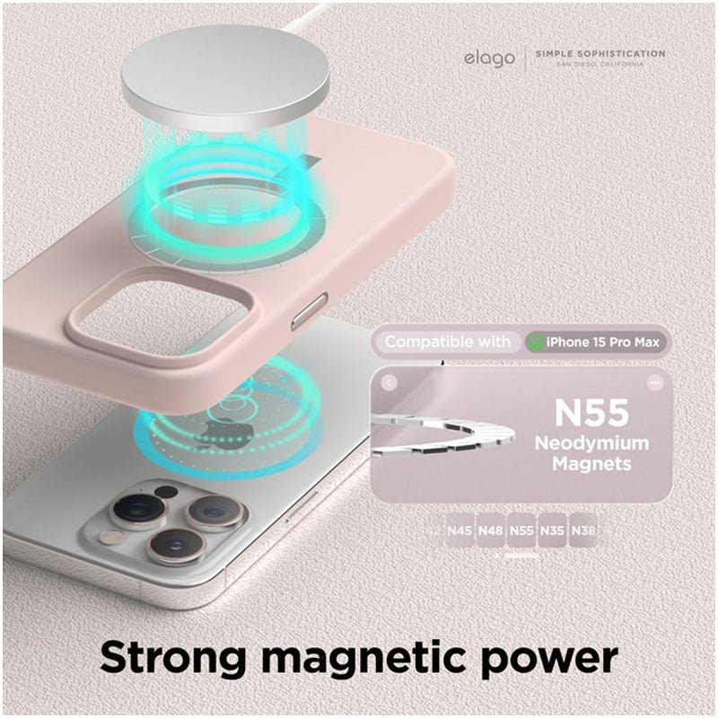 Elago MagSafe Magnetic Silicone Case - Apple iPhone 15 Pro Max / Lovely Pink Accessories > Mobiles & Tablets > Mobiles