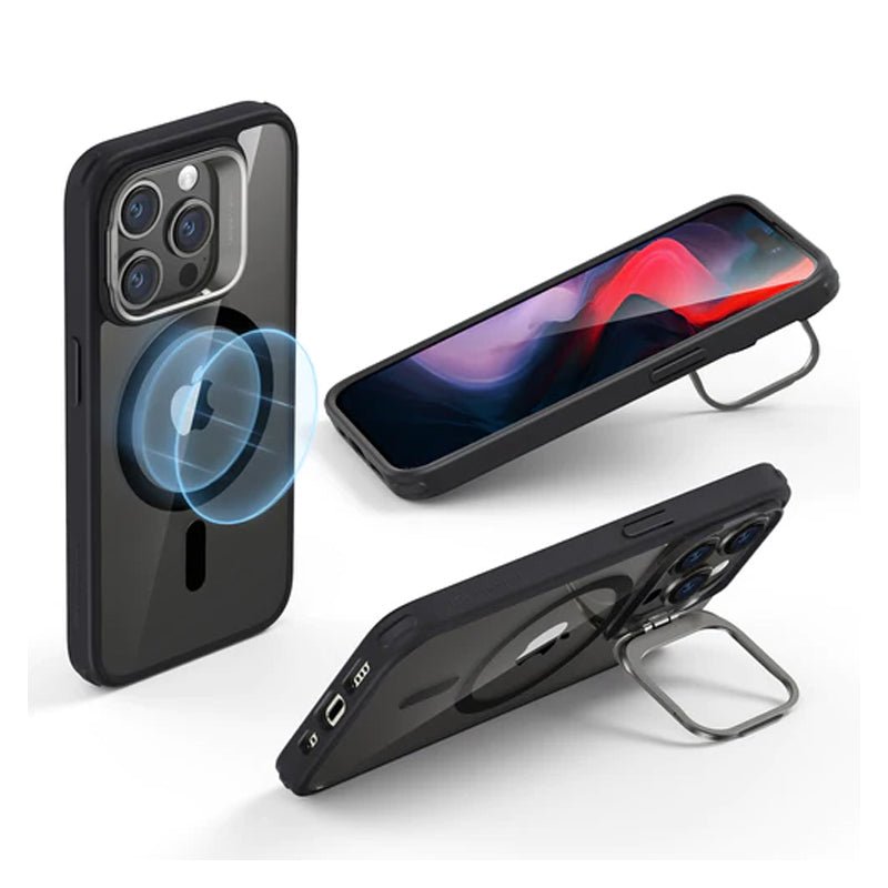 ESR Classic Hybrid Case with Stash Stand (HaloLock) - Apple iPhone 15 Pro / Clear & Black Accessories > Mobiles &