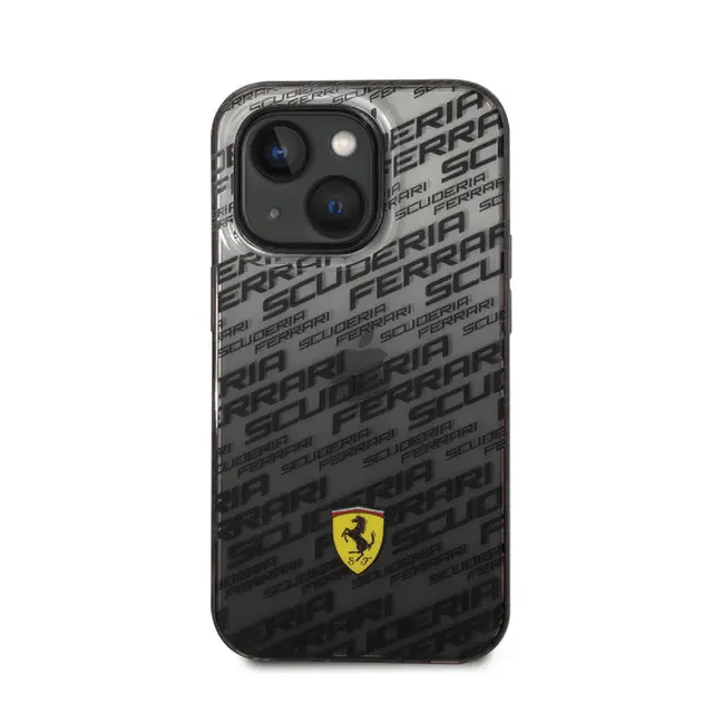 Ferrari iPhone 14 Pro Gradient PC/TPU Case with Allover Scuderia & Dyed Bumper - Black Accessories > Mobiles & Tablets