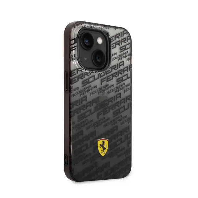 Ferrari iPhone 14 Pro Gradient PC/TPU Case with Allover Scuderia & Dyed Bumper - Black Accessories > Mobiles & Tablets