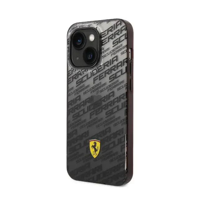 Ferrari iPhone 14 Pro Max Gradient PC/TPU Case with Allover Scuderia & Dyed Bumper - Black Accessories > Mobiles &