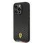 Ferrari iPhone 14 Pro Max HC PU Carbon Effect Case With Italian Flag Line - Black Accessories > Mobiles & Tablets >