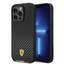Ferrari iPhone 14 Pro Max HC PU Carbon Effect Case With Italian Flag Line - Black Accessories > Mobiles & Tablets >