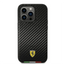 Ferrari iPhone 14 Pro Max HC PU Carbon Effect Case With Italian Flag Line - Black Accessories > Mobiles & Tablets >