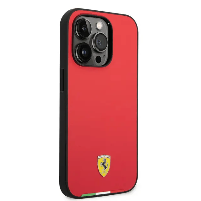 Ferrari iPhone 14 Pro HC PU Case With Italian Flag Line - Red Accessories > Mobiles & Tablets > Mobiles