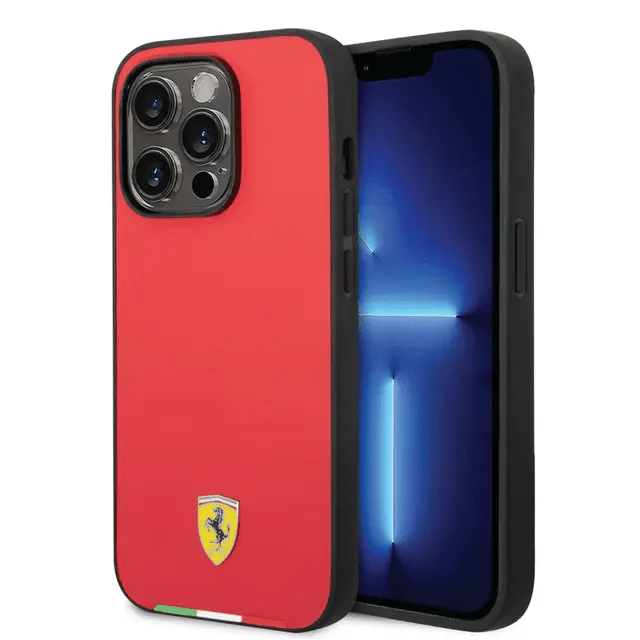 Ferrari iPhone 14 Pro HC PU Case With Italian Flag Line - Red Accessories > Mobiles & Tablets > Mobiles