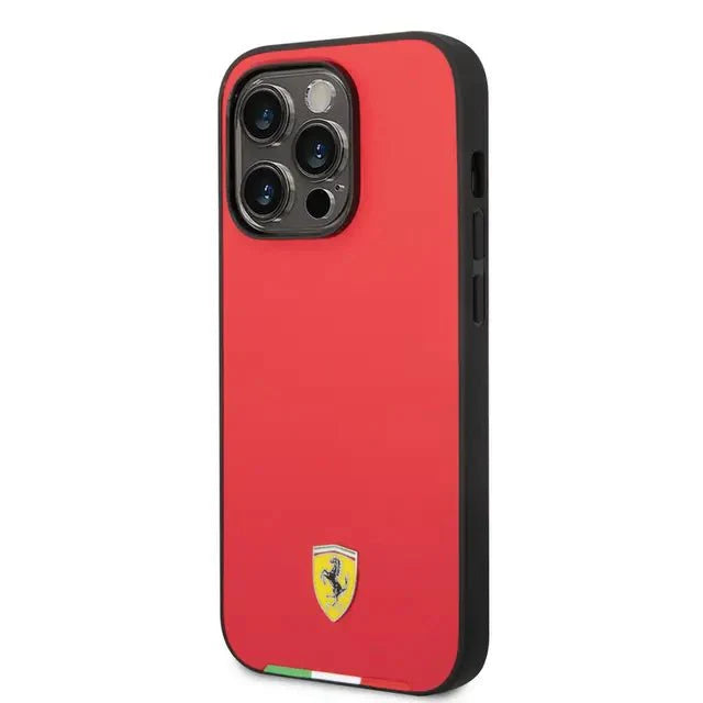 Ferrari iPhone 14 Pro HC PU Case With Italian Flag Line - Red Accessories > Mobiles & Tablets > Mobiles