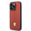 Ferrari iPhone 14 Pro Leather Case With Embossed Stripes & Yellow Shield Logo - Red Accessories > Mobiles & Tablets >