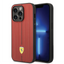 Ferrari iPhone 14 Pro Max Leather Case With Embossed Stripes & Yellow Shield Logo - Red Accessories > Mobiles & Tablets