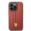 Ferrari iPhone 14 Pro Leather Case With Embossed Stripes & Yellow Shield Logo - Red Accessories > Mobiles & Tablets >